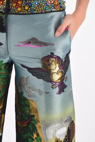 COUTURE printed LET ME MAKE YOU RISE pants with studs detais