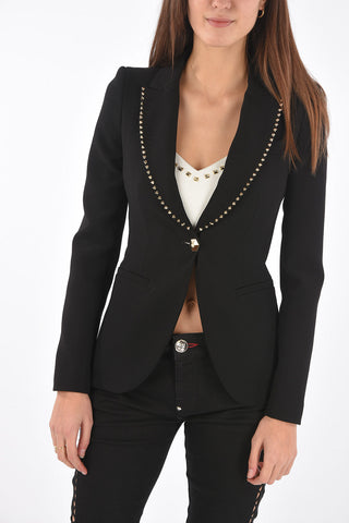 COUTURE peak lapel 1-button  JUST ALL THAT blazer with embroidery on the back