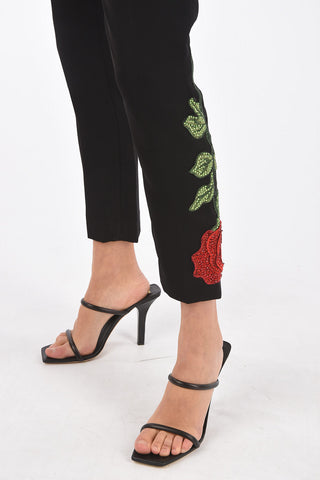 pantalone ANNEMARIE a vita regolare con ricamo