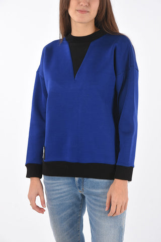 Two Tone Crew Neck Sweatshirt with Side Zips