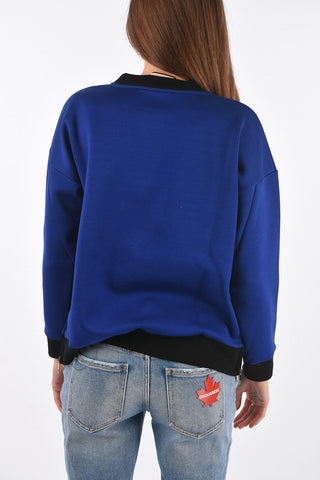 Two Tone Crew Neck Sweatshirt with Side Zips
