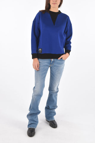 Two Tone Crew Neck Sweatshirt with Side Zips