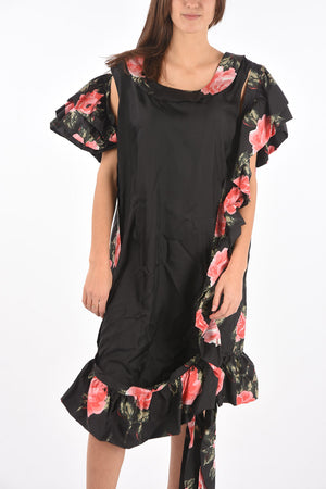 MM0 Maxikleid mit Blumenprint aus Seide und Cold-Shoulder