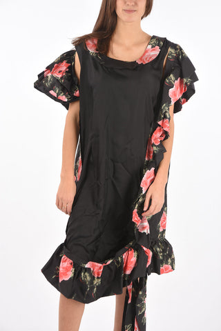 MM0 Silk Floral Print Maxi Dress with Cold Shoulder