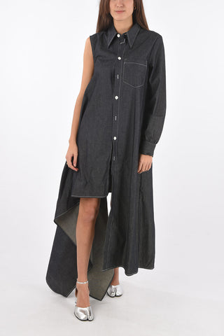 MM6 denim 1-shoulder asymmetrical shirtdress