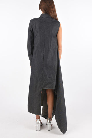 MM6 denim 1-shoulder asymmetrical shirtdress