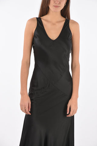 MM1 vestito floor in seta con scollo a V