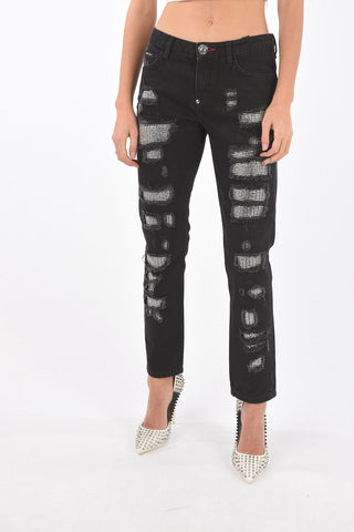 boyfriend cut distressed CHANDELIER jeans