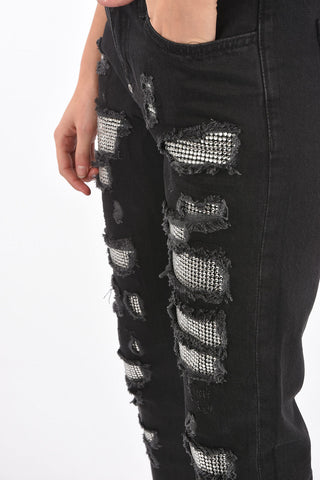 boyfriend cut distressed CHANDELIER jeans