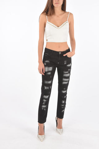 boyfriend cut distressed CHANDELIER jeans