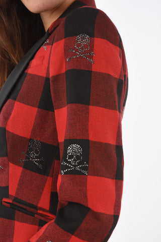 COUTURE gun club check no vent 1-button blazerwith skulls