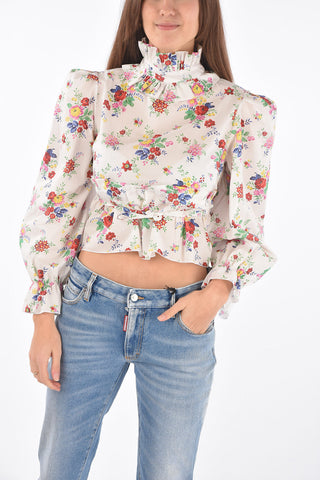 blusa PENELOPE stampa floreale con Colletto increspato