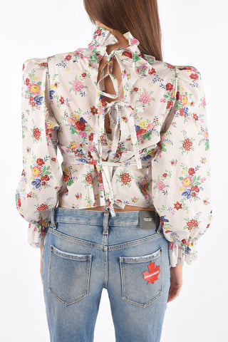 blusa PENELOPE stampa floreale con Colletto increspato