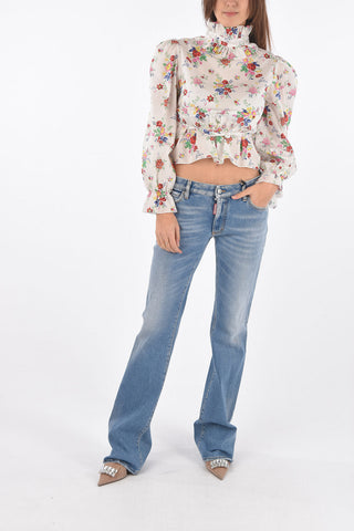 blusa PENELOPE stampa floreale con Colletto increspato