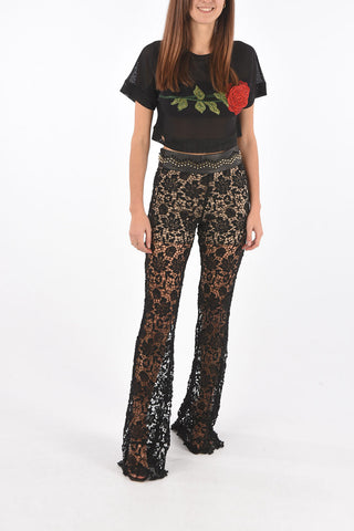 COUTURE  macrame’ lace high-rise waist MOONLIGHT bootcut pants
