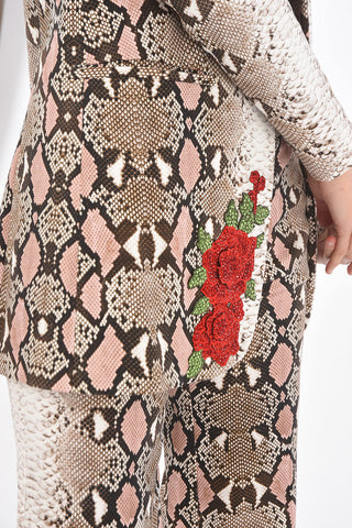 snake printed open front blazer with center vent