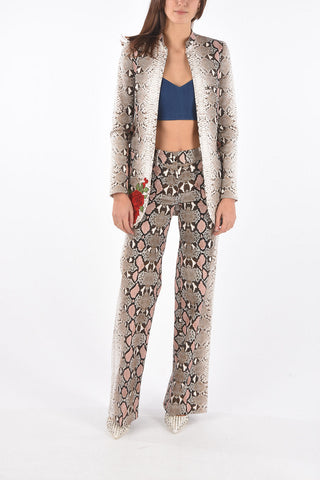 snake printed open front blazer with center vent