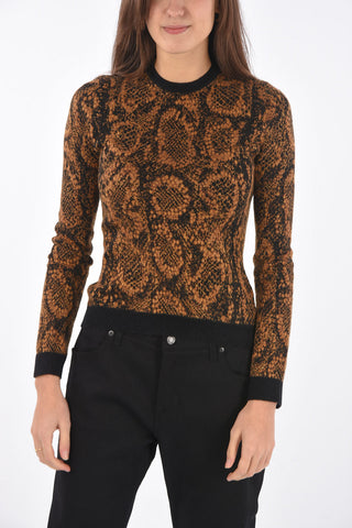 Crew Neck Python Patterned Sweater