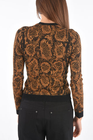 Crew Neck Python Patterned Sweater