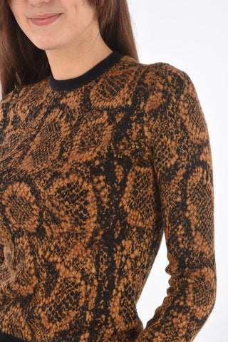 Crew Neck Python Patterned Sweater