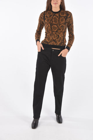 Crew Neck Python Patterned Sweater