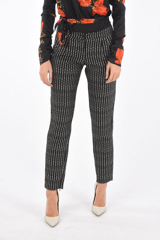 COUTURE logo-embroidered all over double pleat PINSTRIPE PLEIN pants with ankle zip