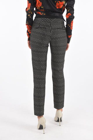 COUTURE logo-embroidered all over double pleat PINSTRIPE PLEIN pants with ankle zip