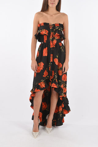 COUTURE vestito senza spalline APPEAL stampa floreale in seta scollo a cuore