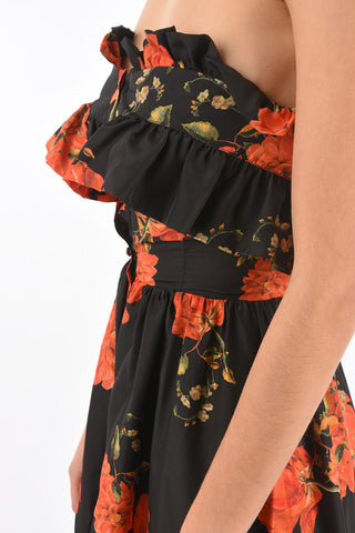 COUTURE vestito senza spalline APPEAL stampa floreale in seta scollo a cuore