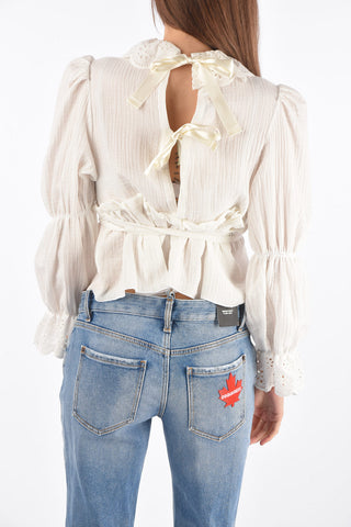 sangallo details LILI blouse with Ribbon Closure on the Back