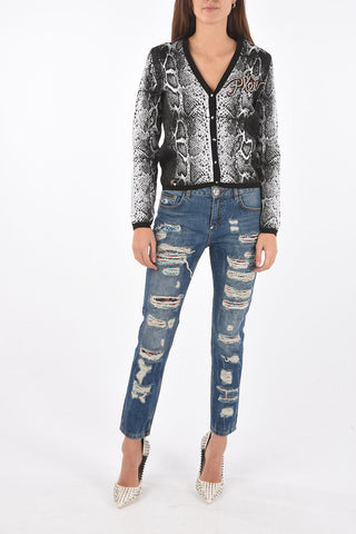 COUTURE v-neck snake-print ALBA NIGHT cardigan