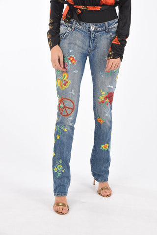 floral embroidered LISYANTHUS bootcut jeans