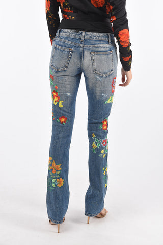 floral embroidered LISYANTHUS bootcut jeans