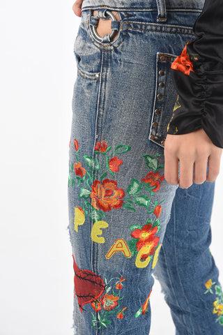 floral embroidered LISYANTHUS bootcut jeans