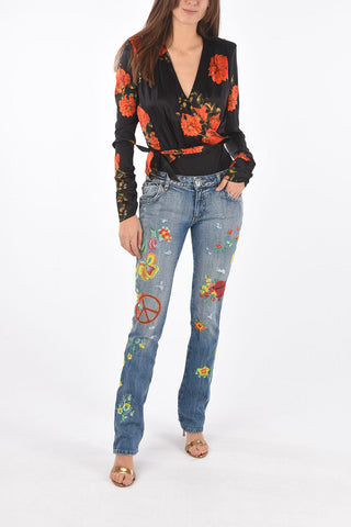 floral embroidered LISYANTHUS bootcut jeans
