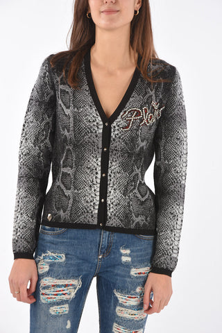 COUTURE v-neck snake-print ALBA NIGHT cardigan