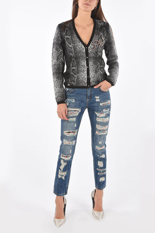COUTURE v-neck snake-print ALBA NIGHT cardigan