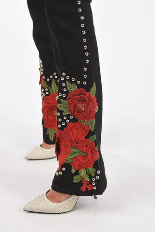 stretch denim ANDREA ELISE VONN bootcut jeans with studs