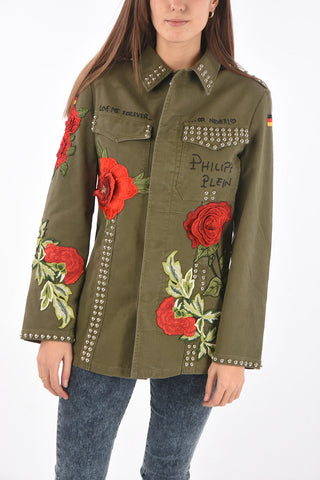 COUTURE denim embroidered ALINE KOIRA overshirt with studs