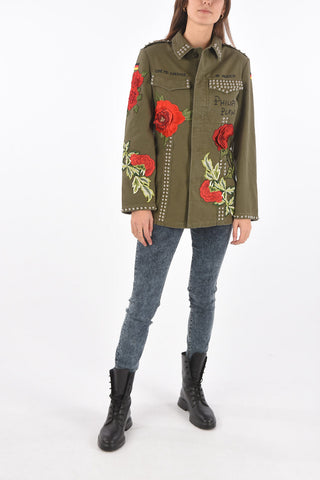 COUTURE denim embroidered ALINE KOIRA overshirt with studs