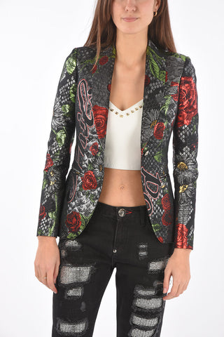 COUTURE floral-print lurex STELLA TAMERA no vent 1-button blazer