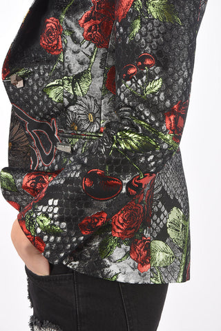 COUTURE floral-print lurex STELLA TAMERA no vent 1-button blazer