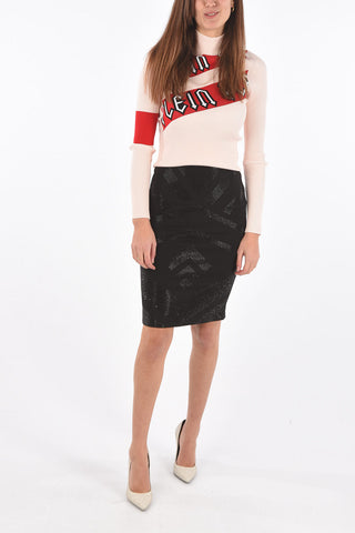 COUTURE rhinestone embellished MILENA split-back hem pencil skirt