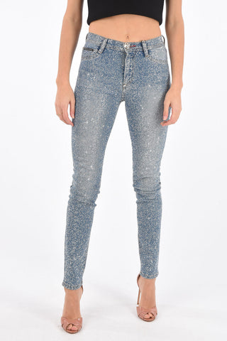 rhinestone embellished all over high waist Statement Jegging
