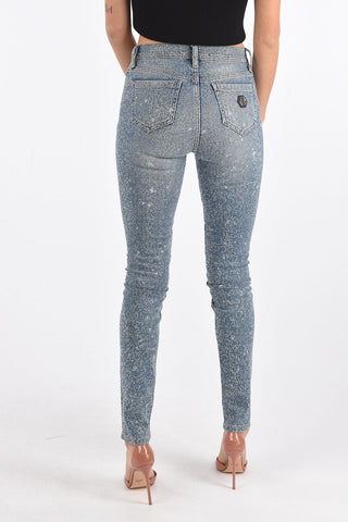 rhinestone embellished all over high waist Statement Jegging
