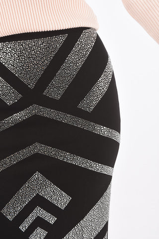 COUTURE rhinestone embellished MAVRA split-back hem pencil skirt