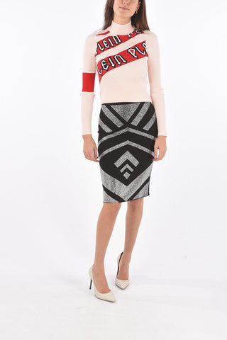 COUTURE rhinestone embellished MAVRA split-back hem pencil skirt