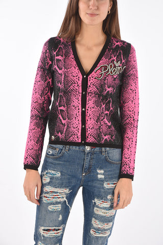 COUTURE v-neck snake-print ALBA NIGHT cardigan