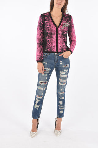 COUTURE v-neck snake-print ALBA NIGHT cardigan
