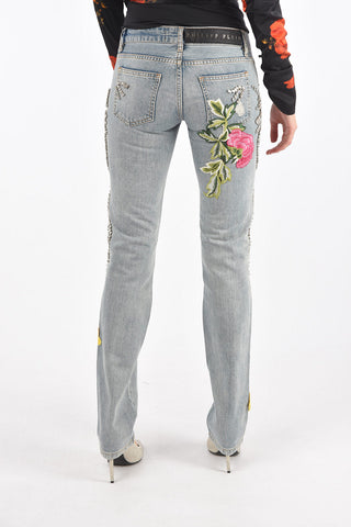 crystal all over distressed FABULOUS straight cut jeans